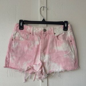 PacSun Pink and White Tie-Dye Jean Shorts